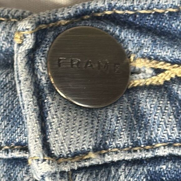 Frame Jeans Le Beau Crop Distressed Straight Raw Hem size 28 - Picture 3 of 11